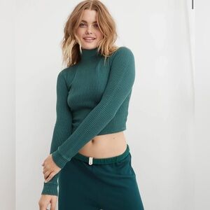 Aerie Blizzard Waffle-Knit Mockneck T-Shirt